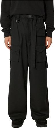 Yohji Yamamoto Verfijnde Wol Cargo Broek - Heren - Wijde Broeken - Zwart - XL - Wol - Broeken