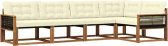vidaXL Conjunto De Sof&aacute;s De Exterior 5 Uds. Natural Y Crema Vidaxl