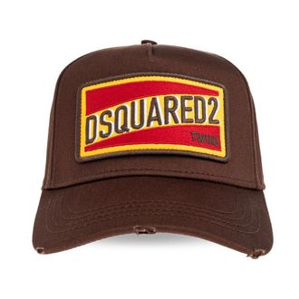 Dsquared2 Logo Patch Baseball Cap - Heren - Petten - Bruin - ONE Size - Katoen - Accessoires