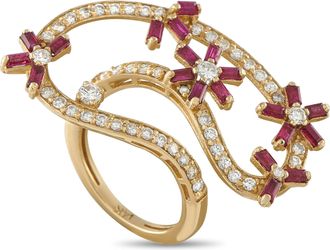 Luxury Bazaar 14K Yellow Gold 0.65ct Diamond and Ruby Ring MF09-062526