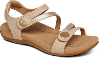 Aetrex Womens Jess Quarter Strap Sandal In Tan