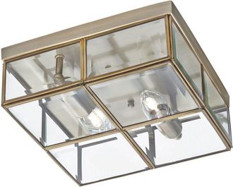 Searchlight Plafoniera Contemporanea Pisa Acciaio Ottone Vetro 2 Luci E14