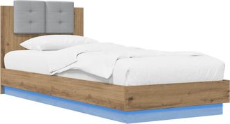 vidaXL Estructura De Cama Con Led Roble Artisan 80 X 200 Cm Vidaxl