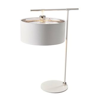 Loops Table Lamp White Silver Metallic Lined Shade Highly Polished Nickel LED E27 60W in Metallics