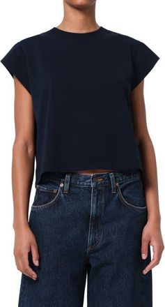 A Gold E Bryce Cap Sleeve T-Shirt in Storm Dark Navy at Nordstrom, Size X-Small