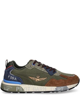 Aeronautica logo appliqu&eacute; sneakers - Verde