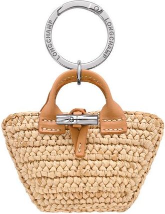 Longchamp Raffia Handbag Charm in Vegetal at Nordstrom