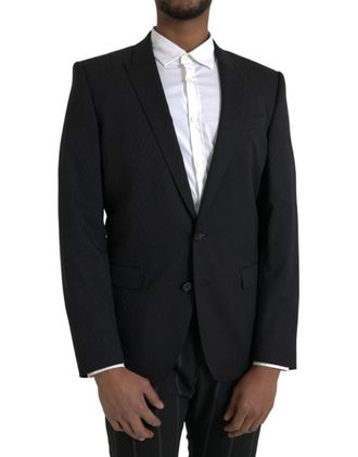 Dolce & Gabbana Mens Black Martini Slim Fit Jacket Coat Blazer Virgin Wool Elastane Clothing