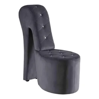 Best Master Furniture Tristram 19 Velvet High Heel Shoe Chair in Gray