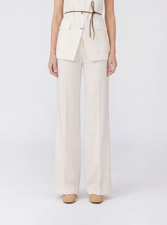 Herno Pantaloni wide leg a vita alta in cotone con passanti per cintura