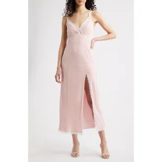 LoveShackFancy Beverly Lace Detail Slipdress in Calico Peach at Nordstrom, Size Xx-Large