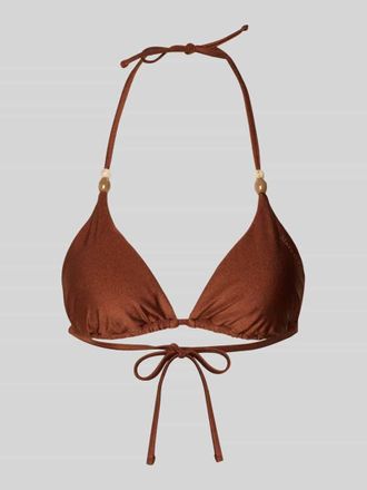 Marc O'Polo Bikini-Oberteil mit Label Print in Mittelbraun, Gr&ouml;&szlig;e XL