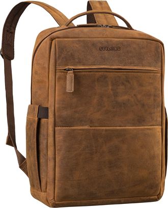 STILORD Nordico Premium Business Backpack Men Large Leather Laptop 16 Inch - Ideal as Genuine Leather Backpack for Business Trips - Vintage Genuine Leather Ba