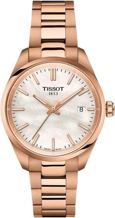 Tissot PR 100 Mother-of-Pearl Bracelet Watch, 34mm in White Mother Of Pearl Gold at Nordstrom