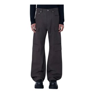 Rick Owens Wide Trousers, male, Gray, Size: W34 Geth Cargo Pants