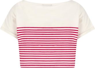 Balmain Womens Fuchsia Cotton T-Shirt
