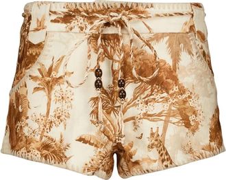 Zimmermann Indra Safari Shorts - Dames - Bermuda - Veelkleurig - S - Linnen - Korte Broeken