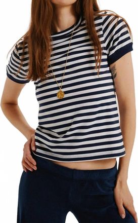 Suzie Kondi Symi Tee In Navy/ivory Stripe