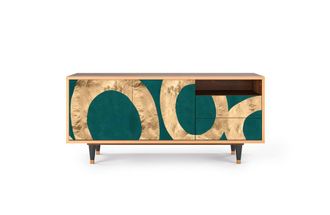 StoryZ Mueble de TV azul-verde 2 cajones y 2 puertas L 125 cm