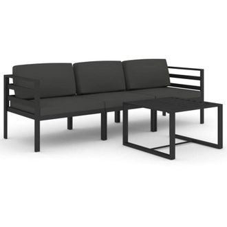 vidaXL Set Muebles De Jard&iacute;n 4 Pzas Y Cojines Aluminio Gris Antracita Vidaxl