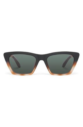 Toms Sahara 54mm Cat Eye Sunglasses in Matte Black Honey Tortoise at Nordstrom