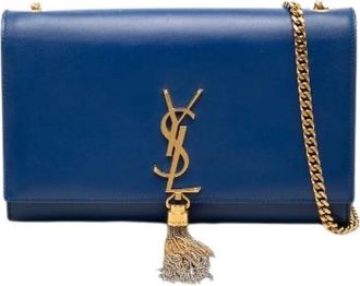 Saint Laurent Pre-owned Classic Kate Monogram Tassel Chain Shoulder Bag - Dames - Vintage Schoudertas - Blauw - ONE Size - Leer - Vintage