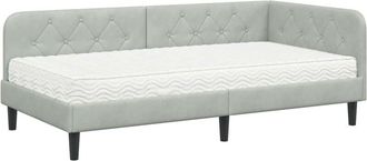 vidaXL Estructura De Cama En Esquina Gris Claro 90 X 190 Cm Terciopelo Vidaxl