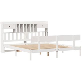 vidaXL Cama Con Estanter&iacute;a Sin Colch&oacute;n Madera Maciza Blanca 180x200 Cm Vidaxl
