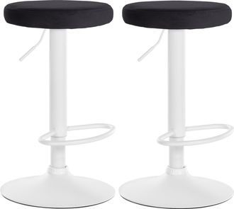 Clp Clp - Set De 2 Taburetes De Bar Ponte En Terciopelo Negro Metal Blanco Mate