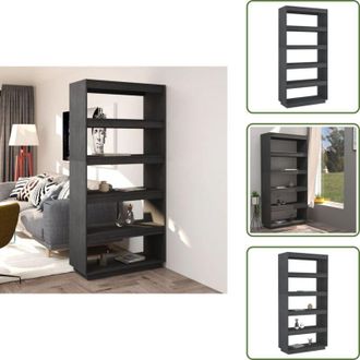 vidaXL The Living Store Libreria/Divisorio Grigio 80x35x167 cm in Massello di Pino - Divisorio