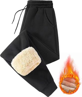 Generic Fleece Lined Joggers for Women UK Winter Thermal Warm Trousers Thick Furry Drawstring Pants Ladies Warm Workout Tracksuit Bottoms Casual Sweatpants Jo