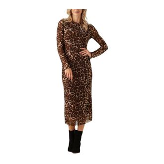 Ydence Bruine Maxi Jurk Joyce - Dames - Casual kleedjes - Bruin - XL - Polyester - Kleedjes
