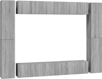 vidaXL Set De Muebles Para Tv 10 Pzas Madera Contrachapada Gris Sonoma Vidaxl