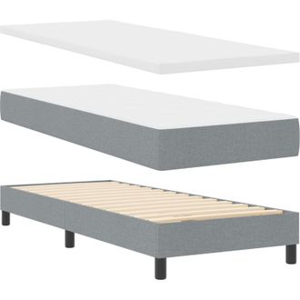 vidaXL Box Spring Bed with Mattress Light grey 80 x 200 cm Fabric Vidaxl