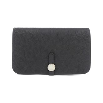 Herm&egrave;s Dogon Duo Black Togo Leather Long Wallet (Bi-Fold) (Pre-Owned)
