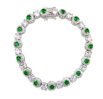 Savvy Cie Jewels SS White CZ & Emerald Cir. Brac