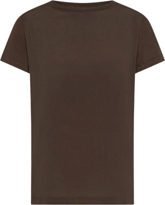 Seventy T-Shirts, female, Brown, Size: XS Crewneck T-shirt in mixed silk and jersey