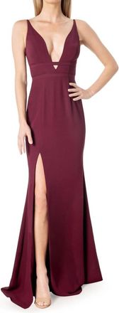 Dress The Population Viola Gown In Burgundy