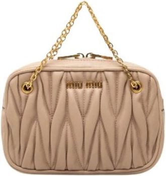 Miu Miu Pre-owned Quilted Nappa Leather Handbag - Dames - Vintage Handtas - Beige - ONE Size - Leer - Vintage