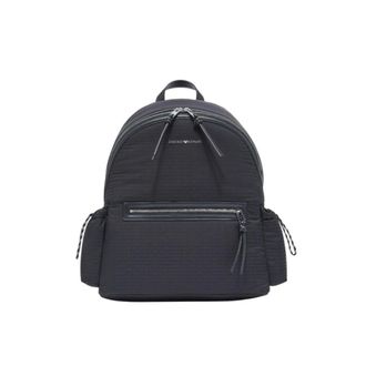 Emporio Armani Backpacks, male, Black, Size: ONE SIZE Nylon Backpack with Monogram Lettering