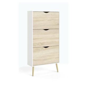 Dmora Zapatero Dmora Con Tres Cajones, Color Blanco Y Negro, 70,2 X 138,8 X 23,9 Cm, Con Embalaje Reforzado
