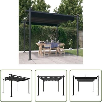 vidaXL Ombra esterna - Pergola da Giardino con Tetto Retrattile 3x3 m Antracite