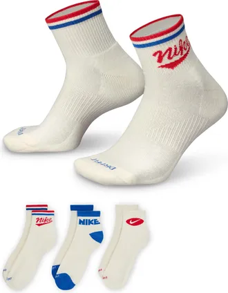 Nike Mens Everyday Plus Ankle Socks (3 Pairs) in Multicolor | HJ9340-901