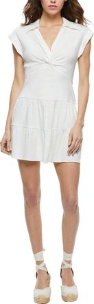 Alice & Olivia Alice + Olivia Mila Deep V Twist Linen-Blend Mini Dress