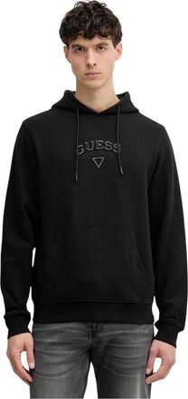 Guess Textured Patch Logo Hoodie - Heren - Hoodies - Zwart - L - Katoen - Hoodies & sweatvesten