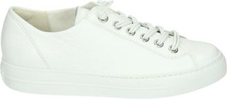 Paul Green Schoenen, Dames, Wit, 38 EU, Leer, Sportieve lage witte leren sneakers