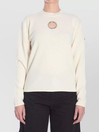 Moncler wool sweater with embroidered sleeve detail