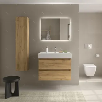 Cygnus Bath Mueble Ba&ntilde;o Bequia 100cm Y Lavabo Roble 100x45x66