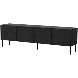 Dmora Dmora - Mobile porta tv Piode, Madia da salotto con quattro ante battenti, Rialzato da terra, 201x40 h60 cm, Nero