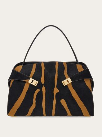 Ferragamo Women Hug soft bicolor shoulder bag (L) Beige